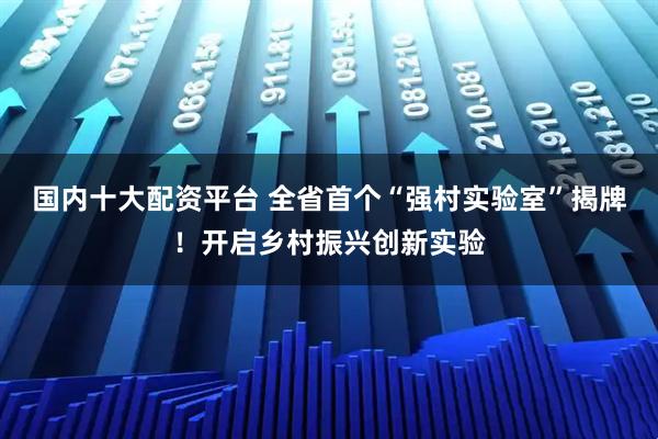国内十大配资平台 全省首个“强村实验室”揭牌！开启乡村振兴创新实验